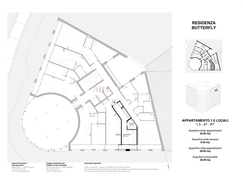 Appartamento 1.5 locali compatto – Residenza Butterfly Paradiso | artprojekt / ArtProjekt SA
