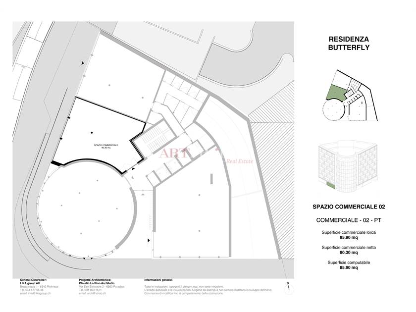 Spazio commerciale piano terra – Residenza Butterfly Paradiso | artprojekt / ArtProjekt SA